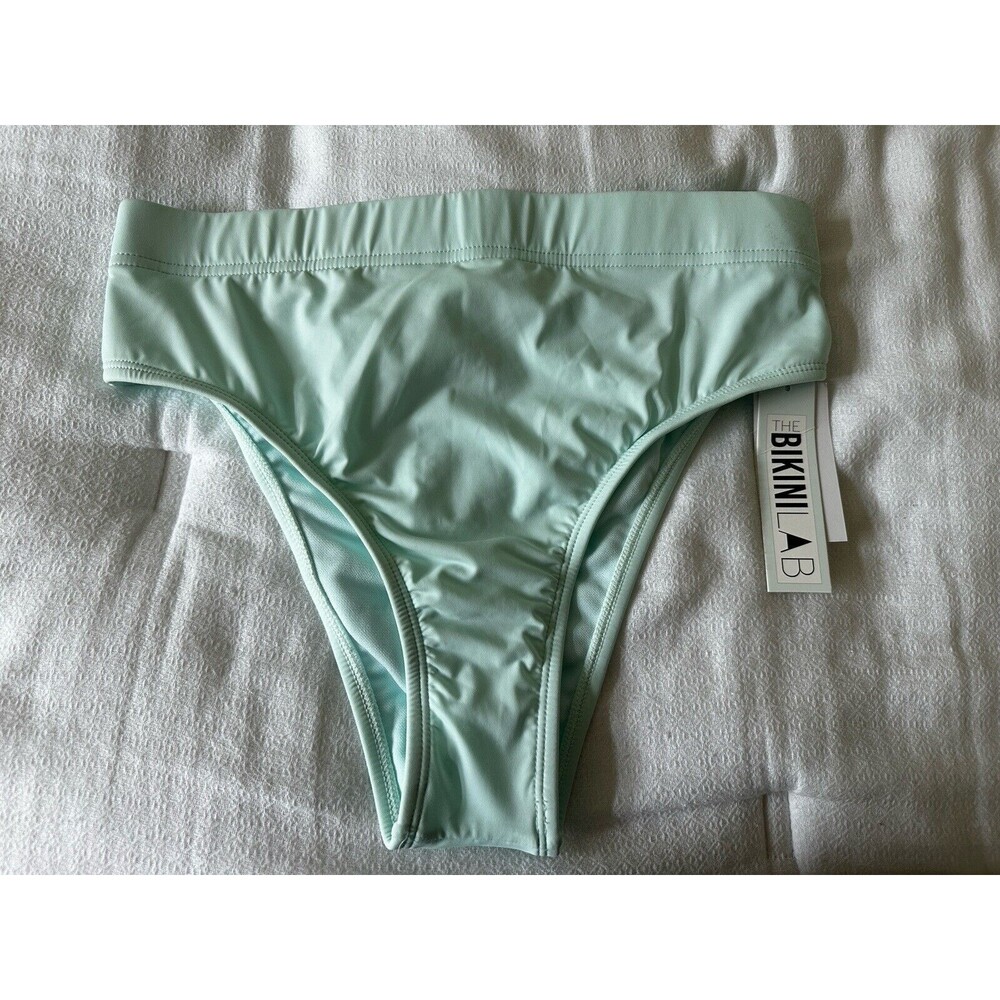 Bikini Lab NEW Bottom Size M Medium Rack Solid Hi Waist Seafoam Green Womens